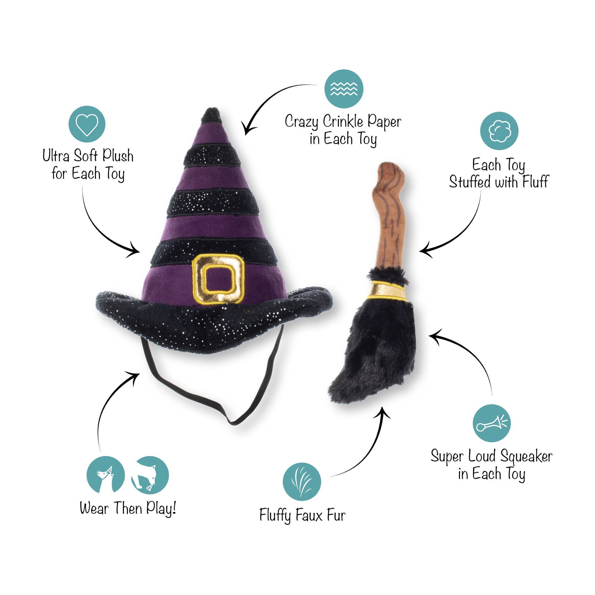 If the Broom Fits – Halloween Costume Dog Toy Set