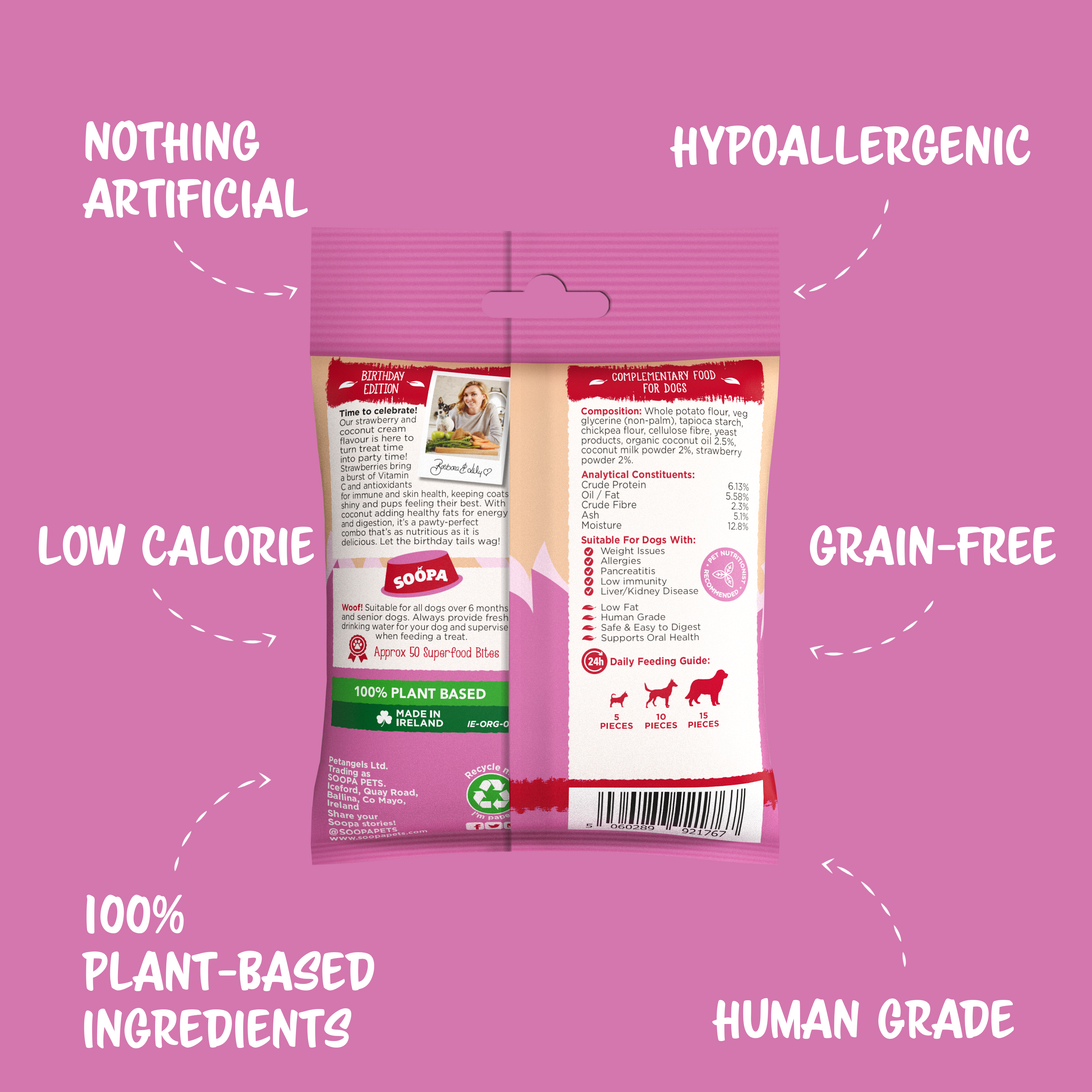 Natural Vegan Dog Healthy Bites – Strawberry & Coco-Cream Cupcake - Share Happy Outfits