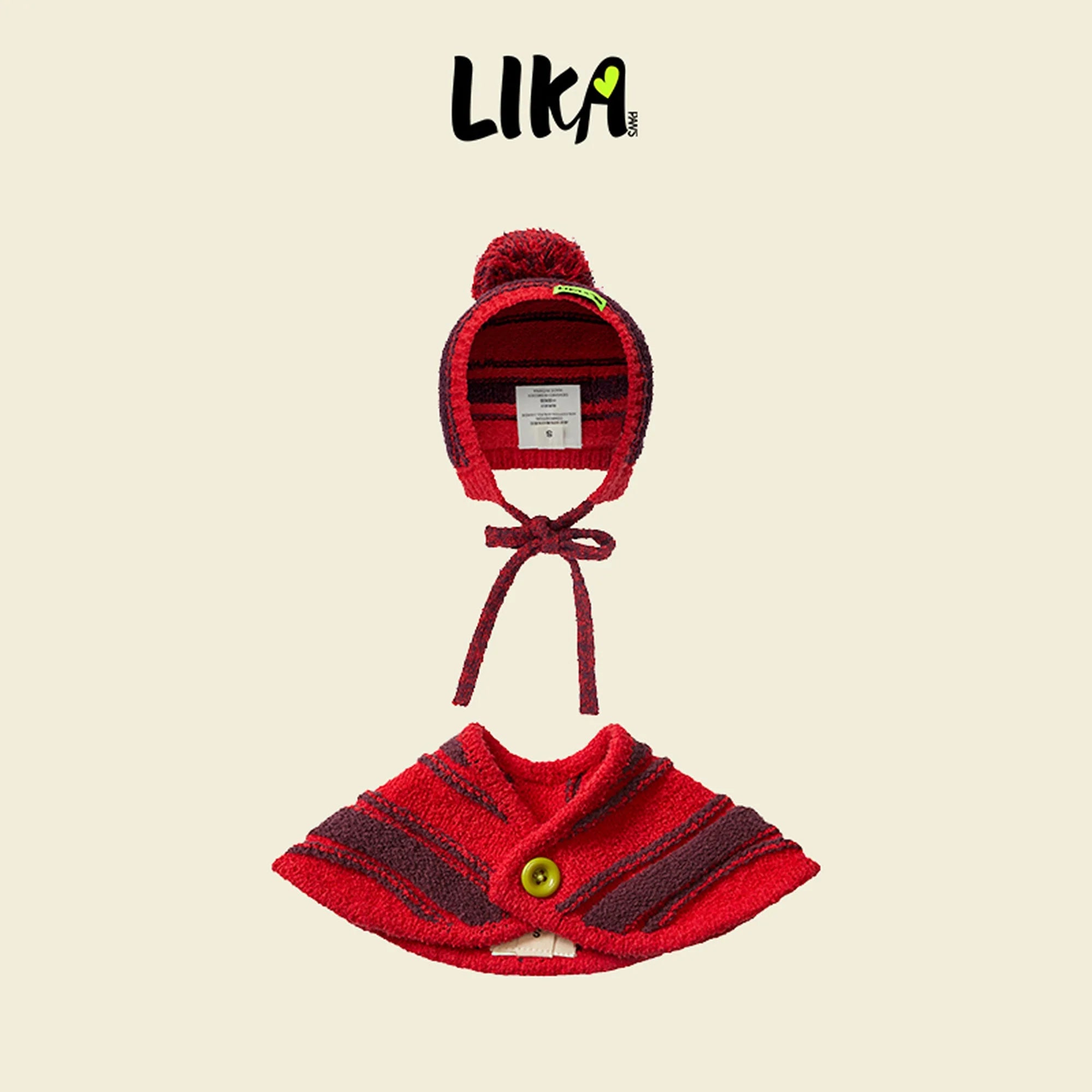 Christmas Pet Hat & Cloak Set – Soft Knitted Festive Outfit