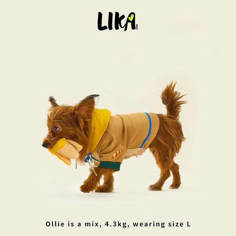 Colorblock Pure Cotton Dog Hoodie – Beige