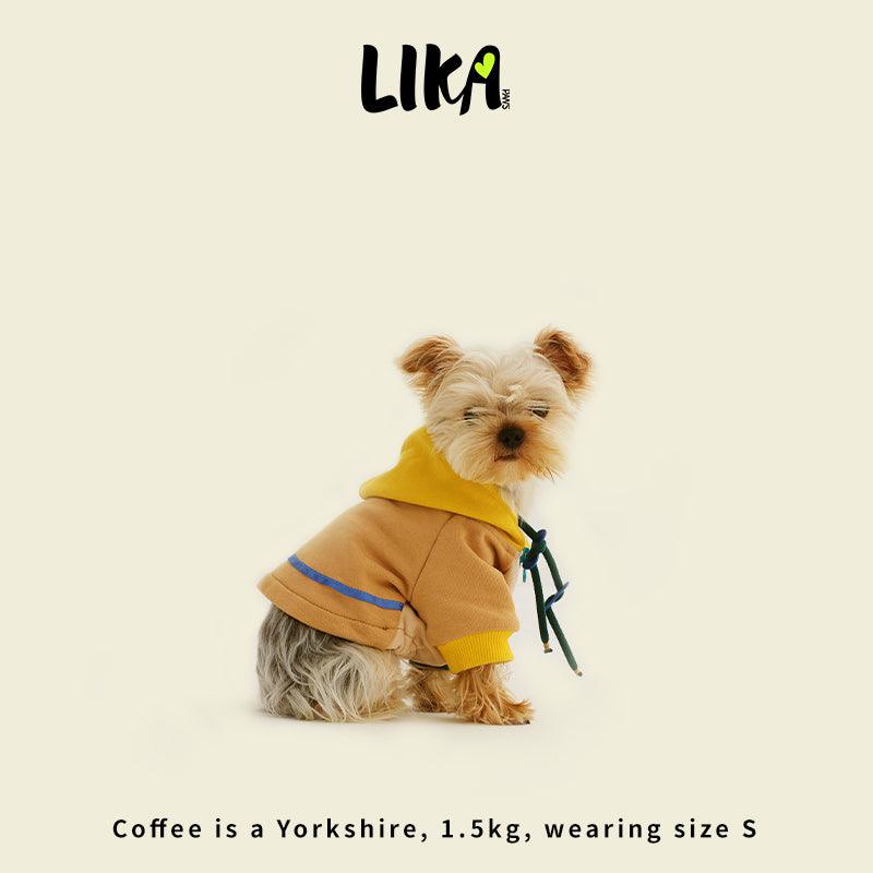 Colorblock Pure Cotton Dog Hoodie – Beige