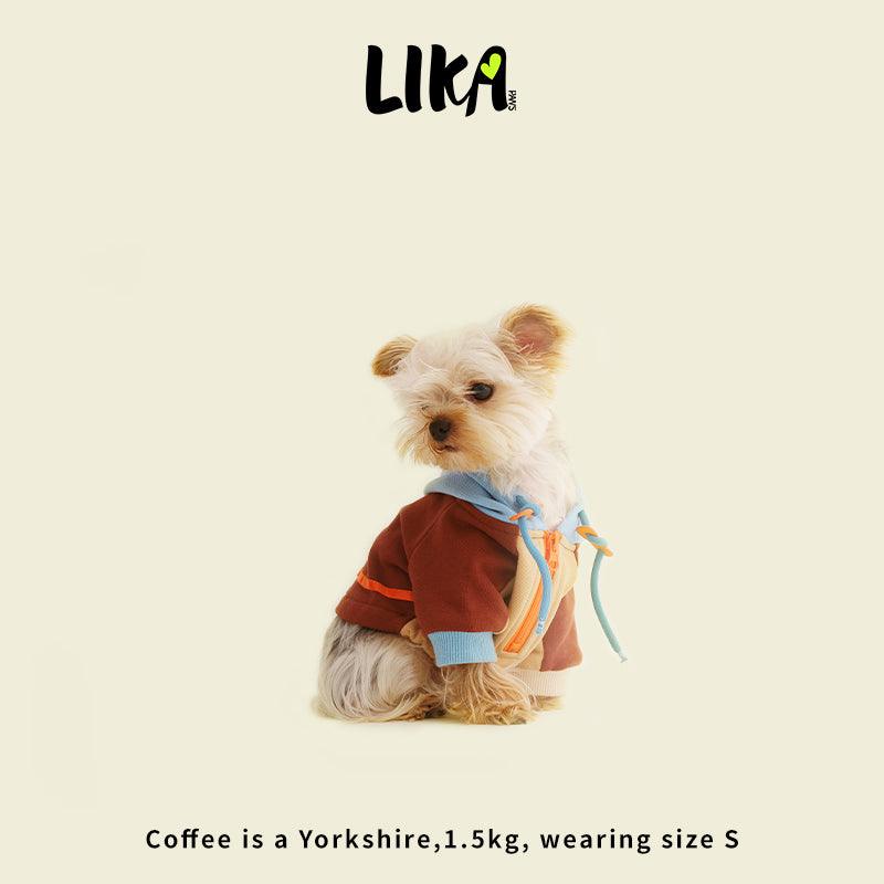 Colorblock Pure Cotton Dog Hoodie – Brown