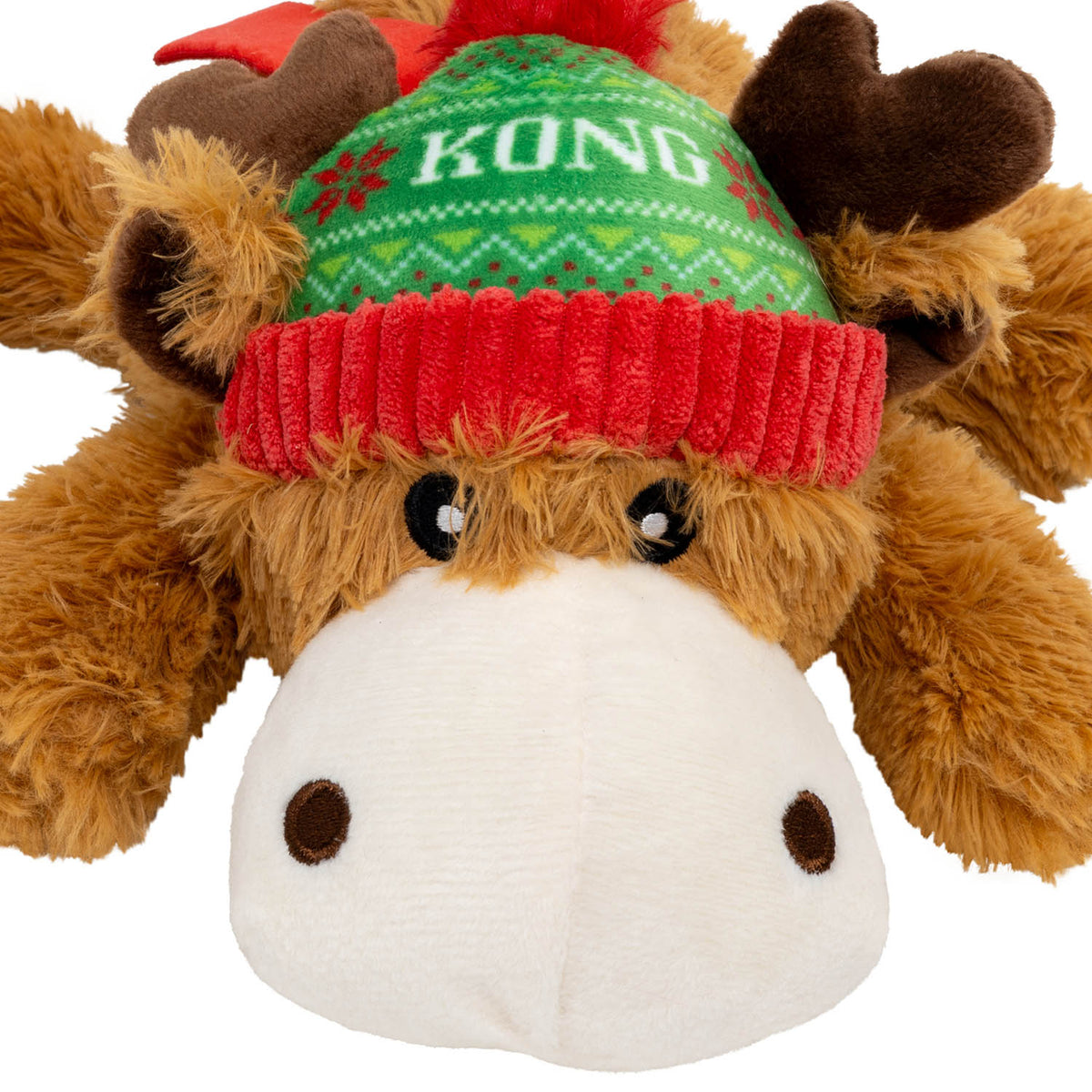 KONG Holiday Cozie Reindeer - Christmas Plush Squeaky Dog Toy - Share Happy Outfits