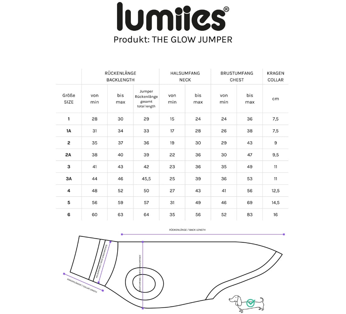 Lumiies the glow jumper size chart