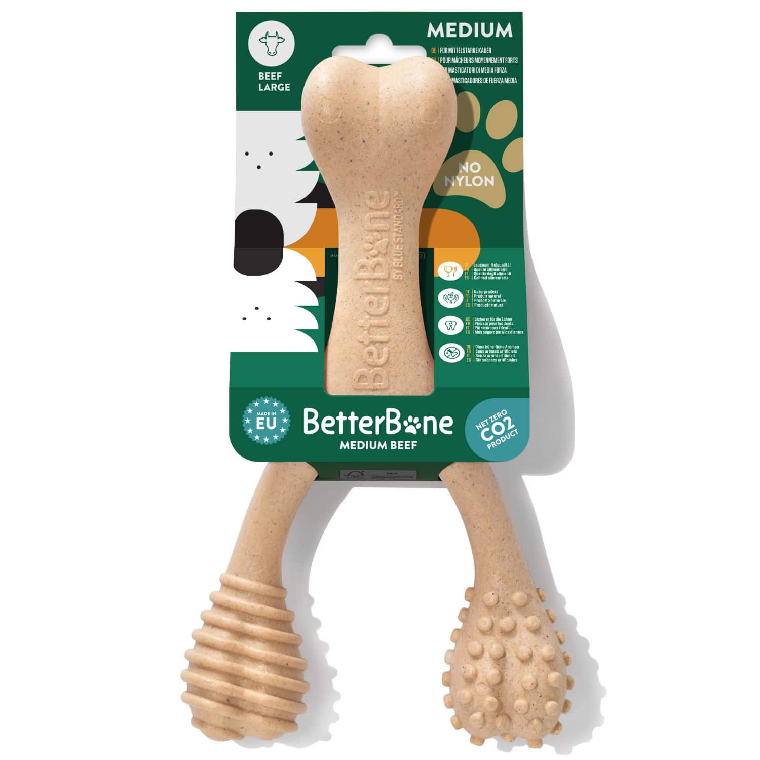 Dog chew toy with packaging labeled &
