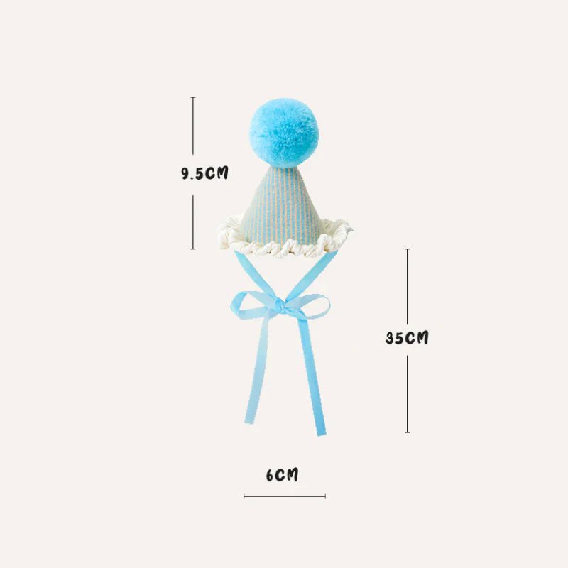 Birthday Celebration Set – Adjustable Collar, Velvet Bow & Pom-Pom Hat - Share Happy Outfits