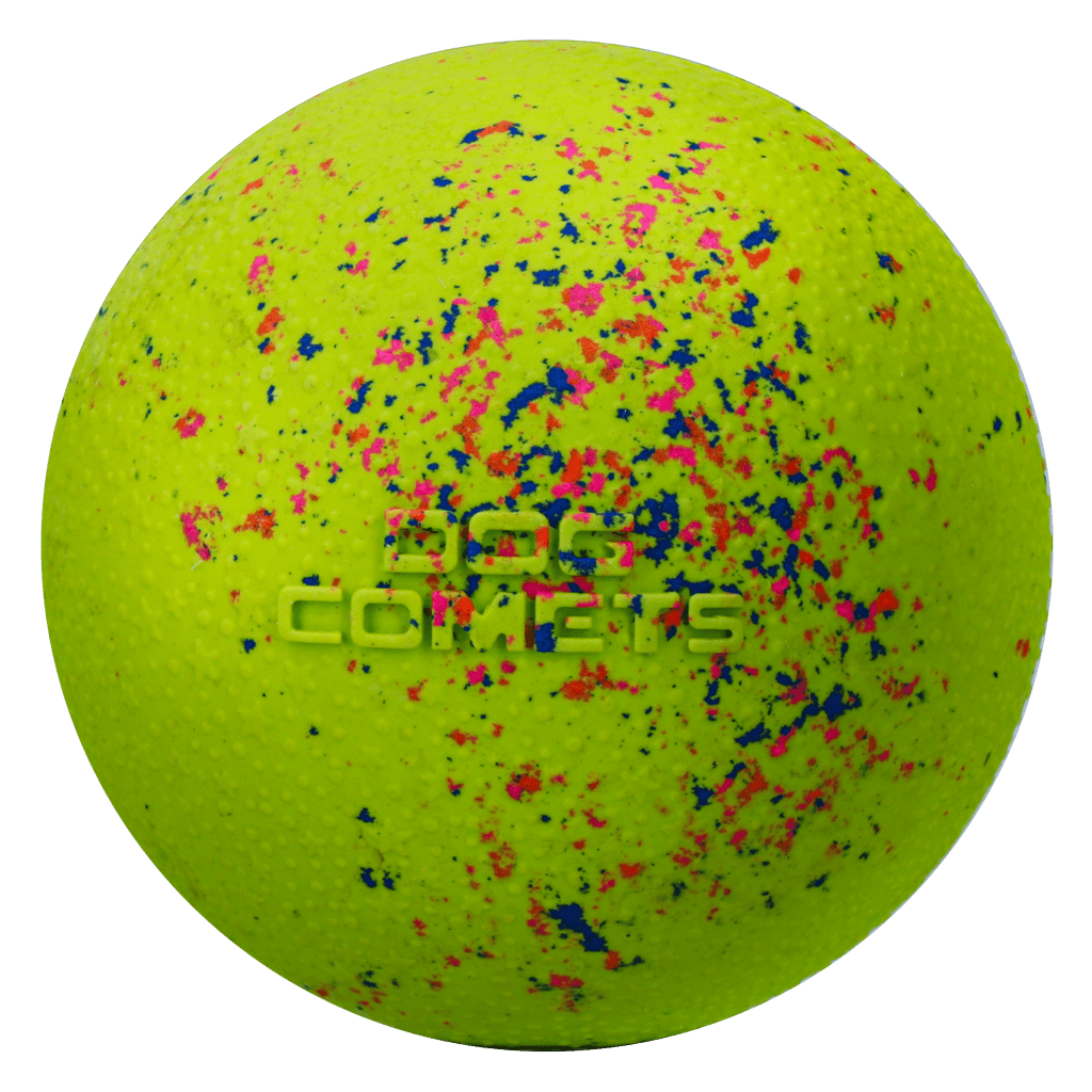Yellow ball with colorful speckles and &