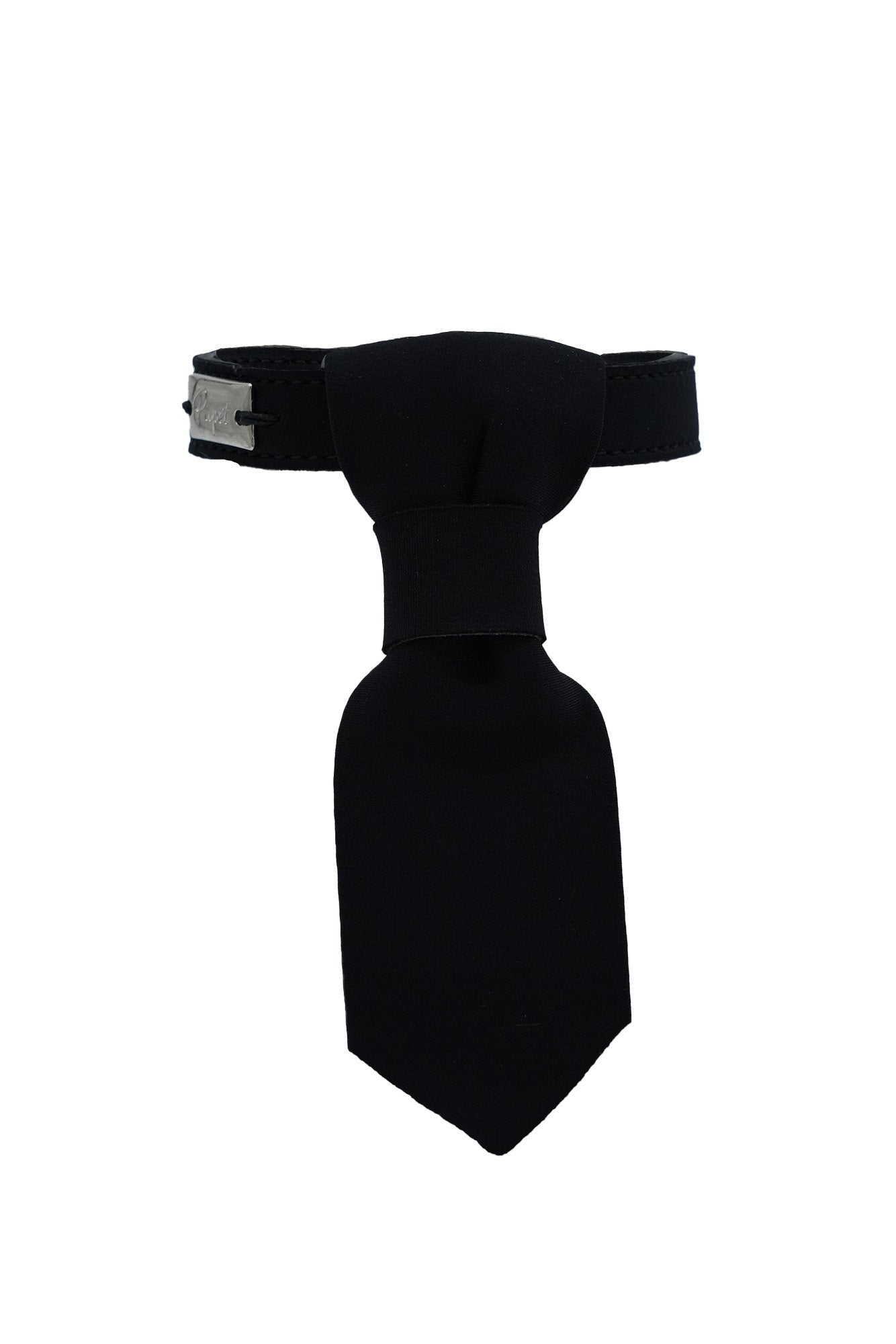Black necktie on a white background