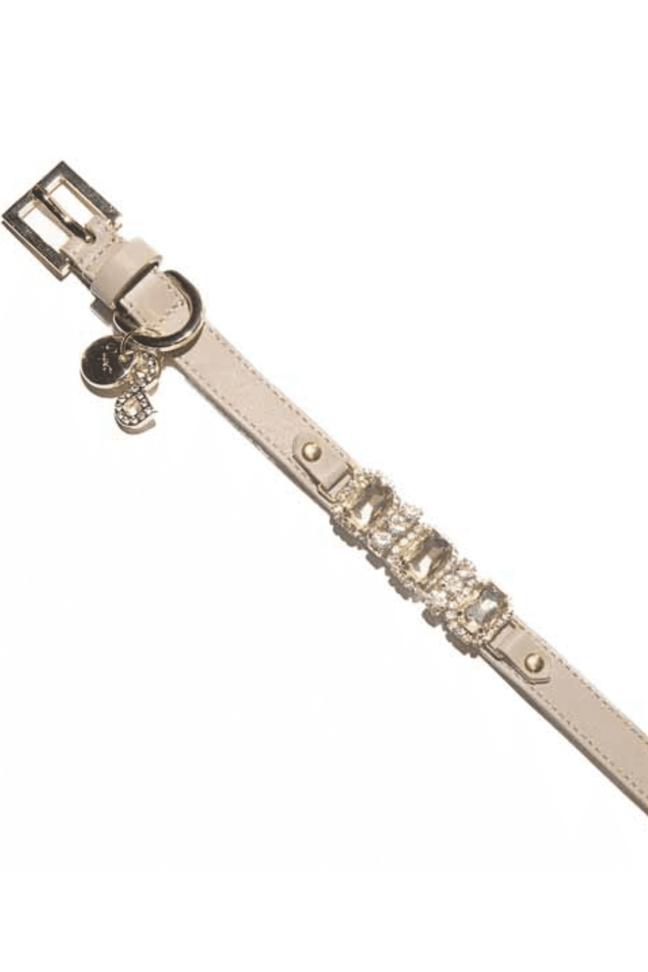 Beige belt with decorative elements on a white background