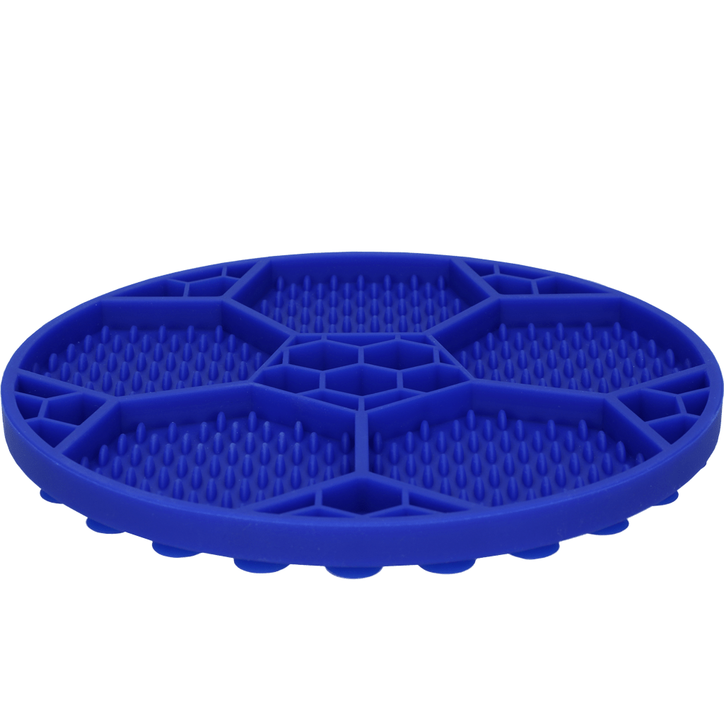 Blue silicone mat with textured surface on a transparent background