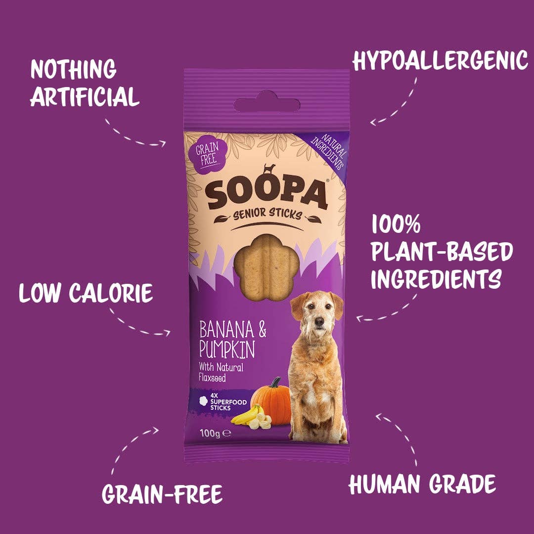 Natural Vegan Dog Dental Sticks for Senior Dogs - Banana, Pumpkin & Flaxseed - Share Happy Outfits