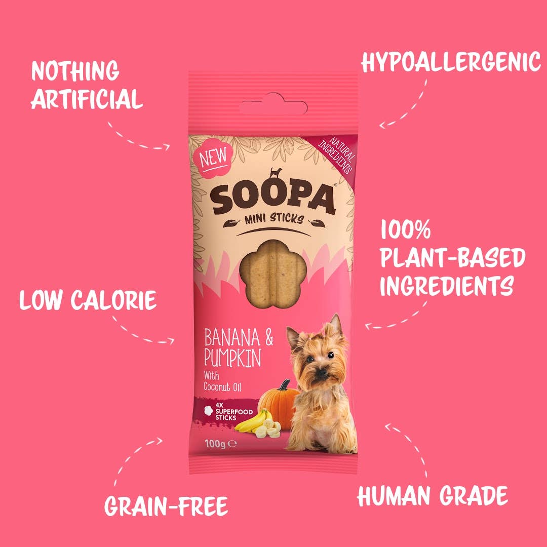 Natural Vegan Mini Dog Dental Treat - Banana & Pumpkin Sticks - Share Happy Outfits