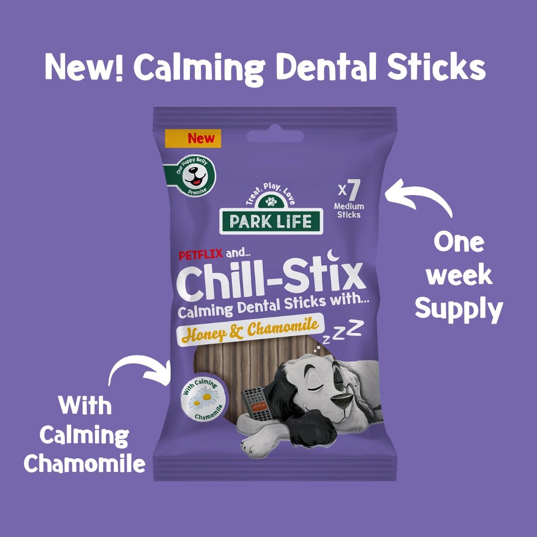 Park Life Chill-Stix Calming Dental Sticks for Dogs | Honey & Chamomile | Grain Free, 100% Natural | 7 Sticks | 180g - Share Happy Outfits