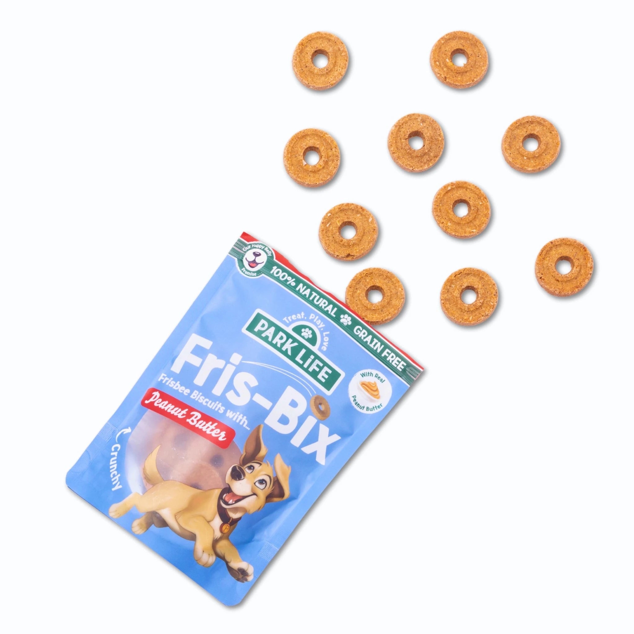 Park Life Fris-Bix – Peanut Butter Dog Treats – Interactive Frisbee Biscuits – Grain-Free & Natural (100g) - Share Happy Outfits