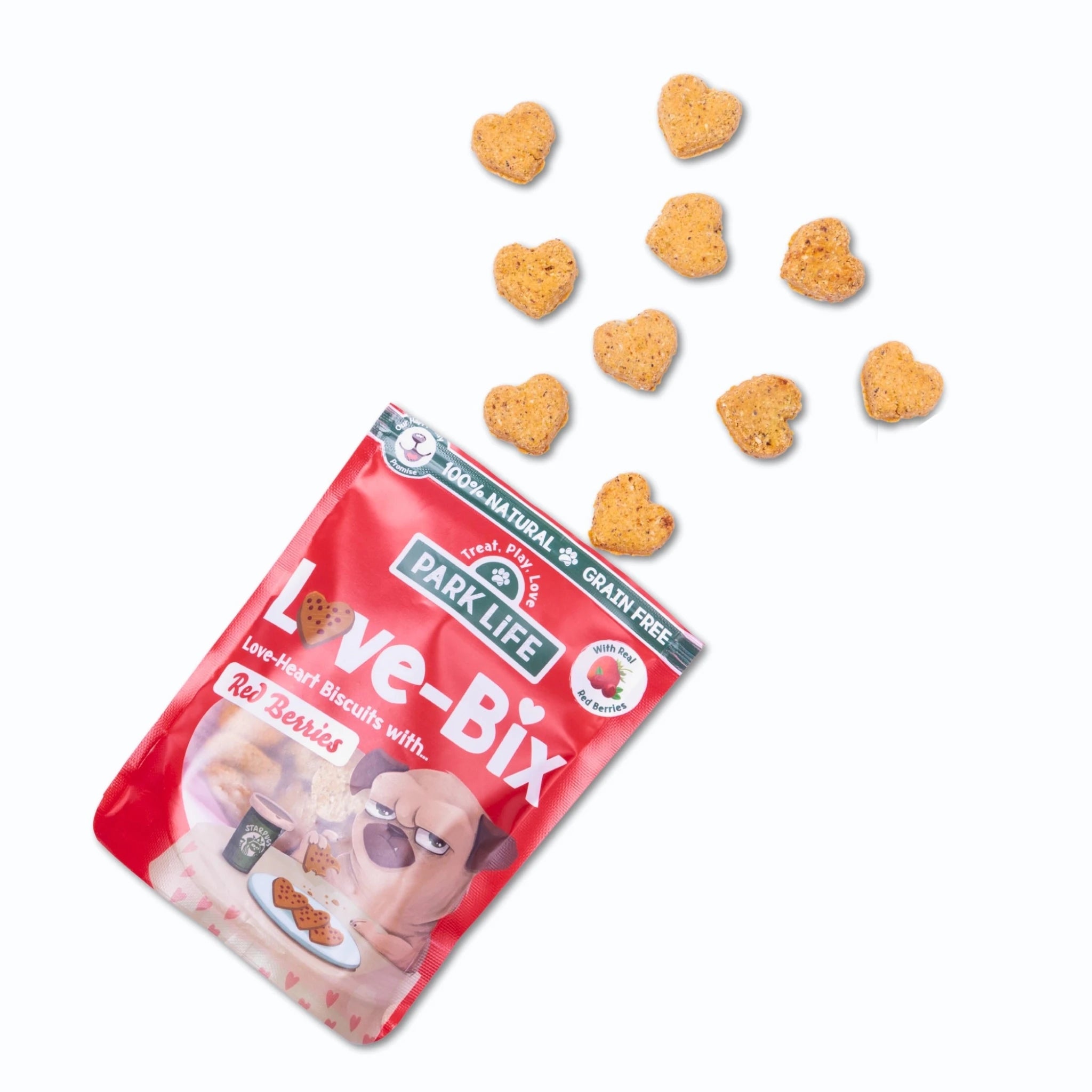 Park Life Love-Bix – Heart-Shaped Dog Treats with Red Berries – Grain-Free & Natural (100g) - Share Happy Outfits