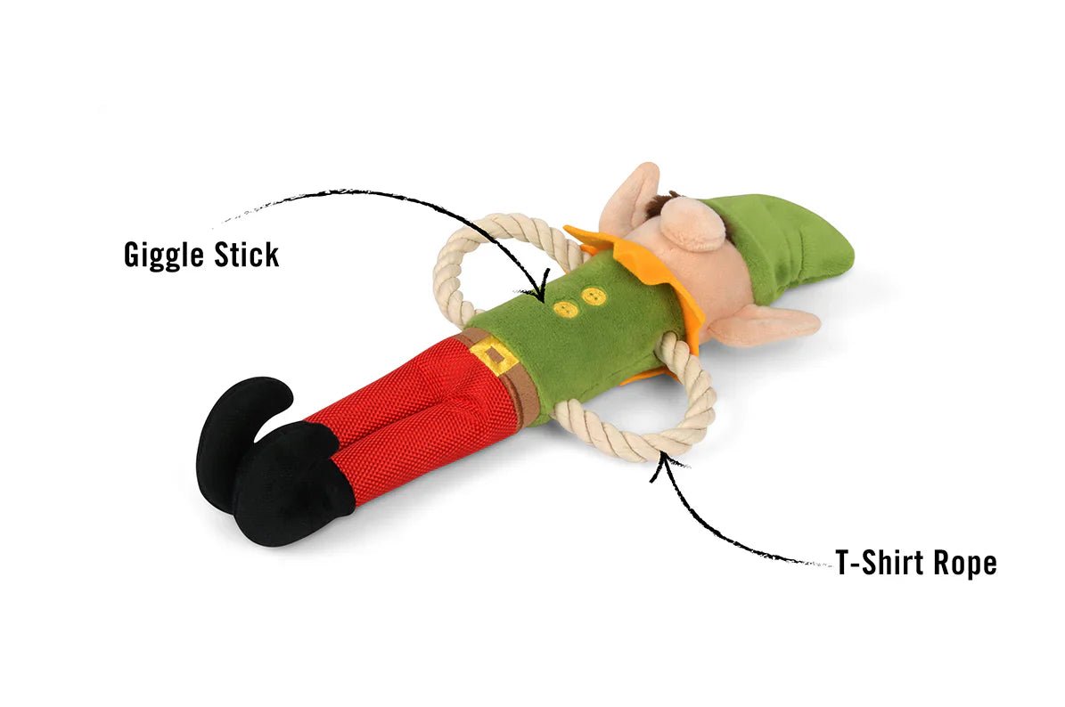 Elf toy with labeled &