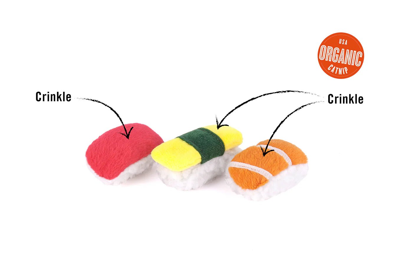 Sassy Sushi Cat Toy Set - Interactive Play & Indoor Enrichment - Share Happy Outfits