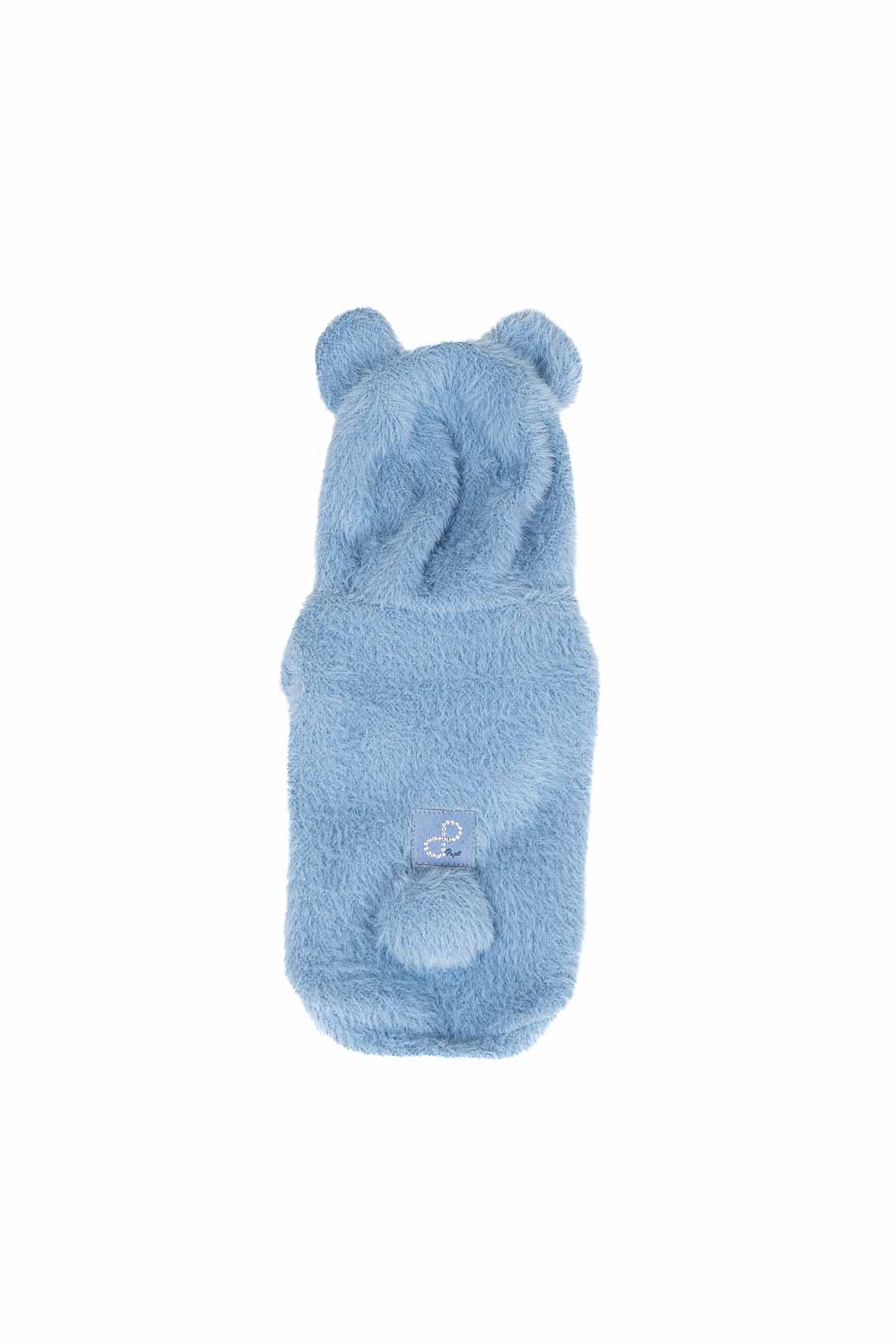 Blue baby robe with bear ears and tail on a white background