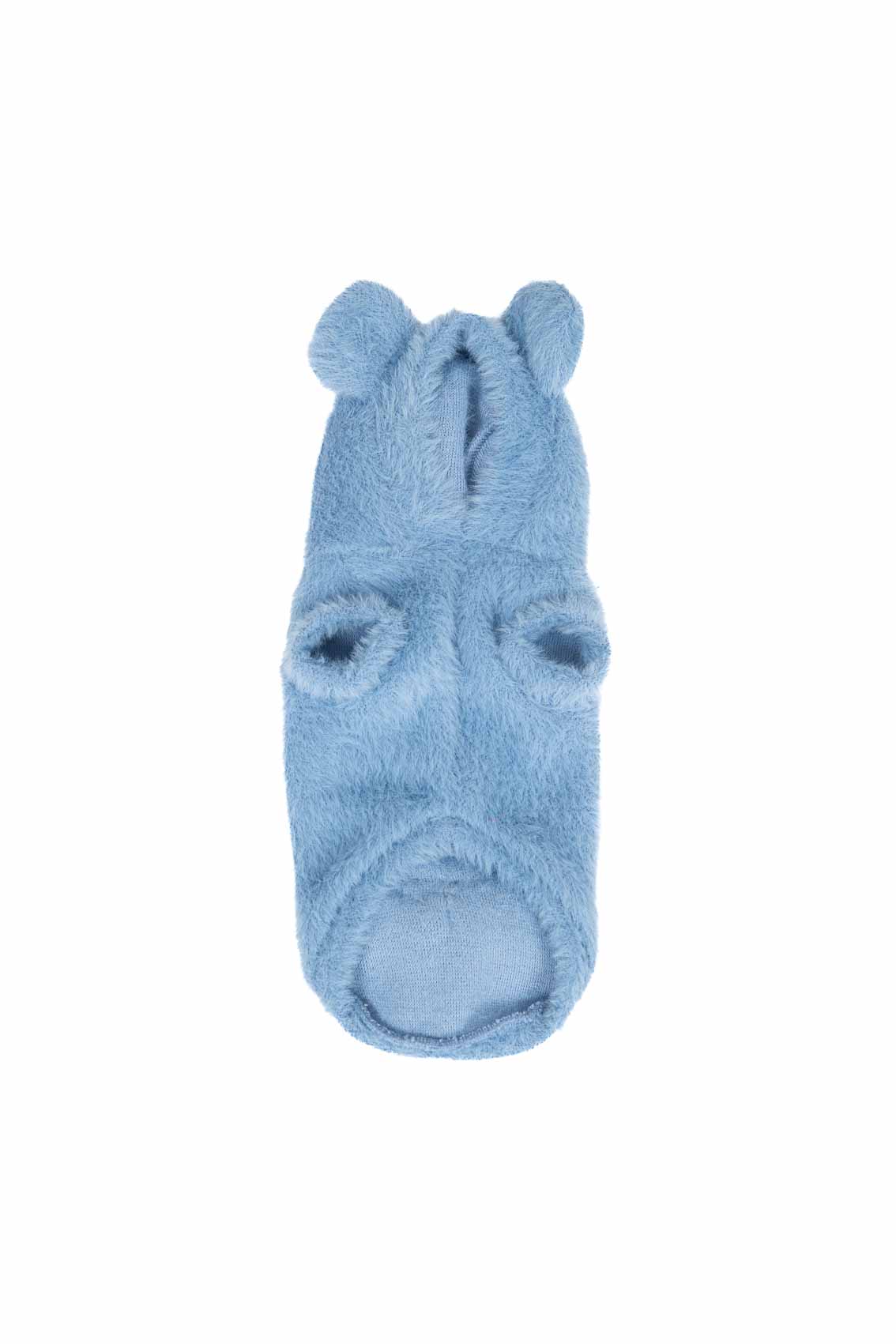 Blue baby hat with bear ears on a white background