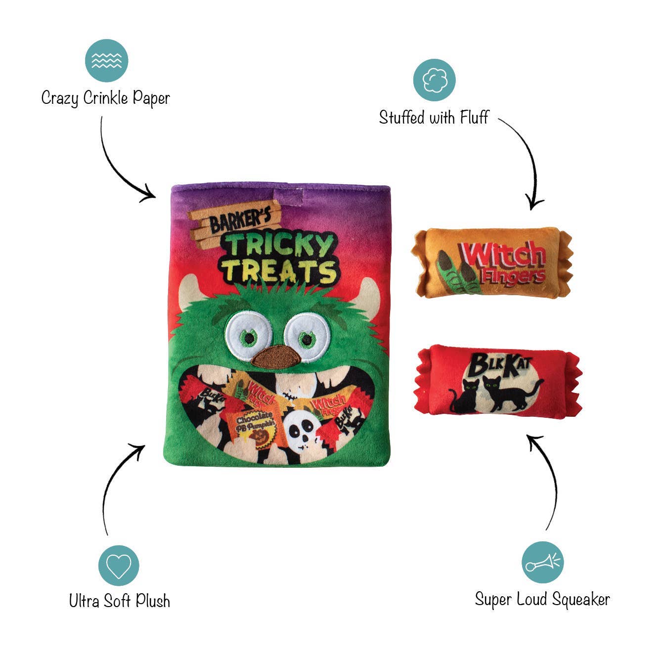 Fringe Plush Dog Toy - TRICKY TREATS - Share Happy Outfits