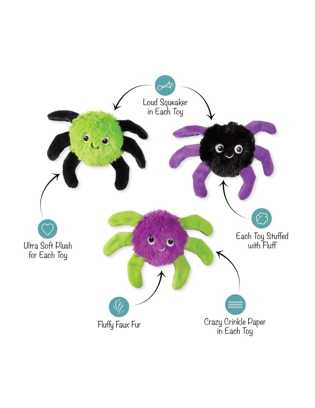 Webbed in Mischief – 3-Piece Mini Plush Dog Toy Set - Share Happy Outfits