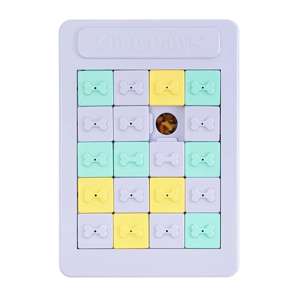 Puzzle toy for pets with bone patterns on a white background