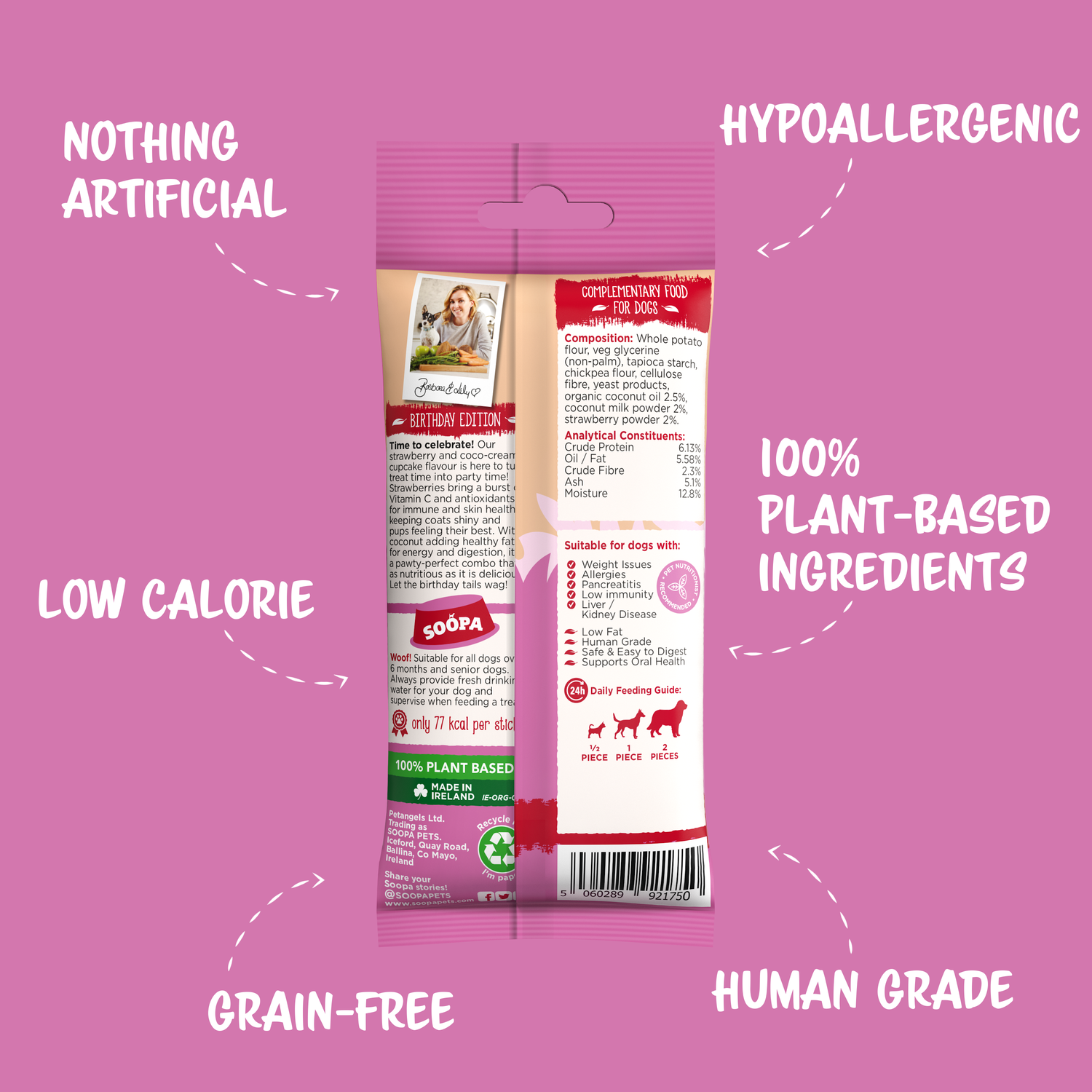 Natural Vegan Dog Dental Treat - Strawberry &amp; Coco-Cream Cupcake Sticks - Share Happy Outfits