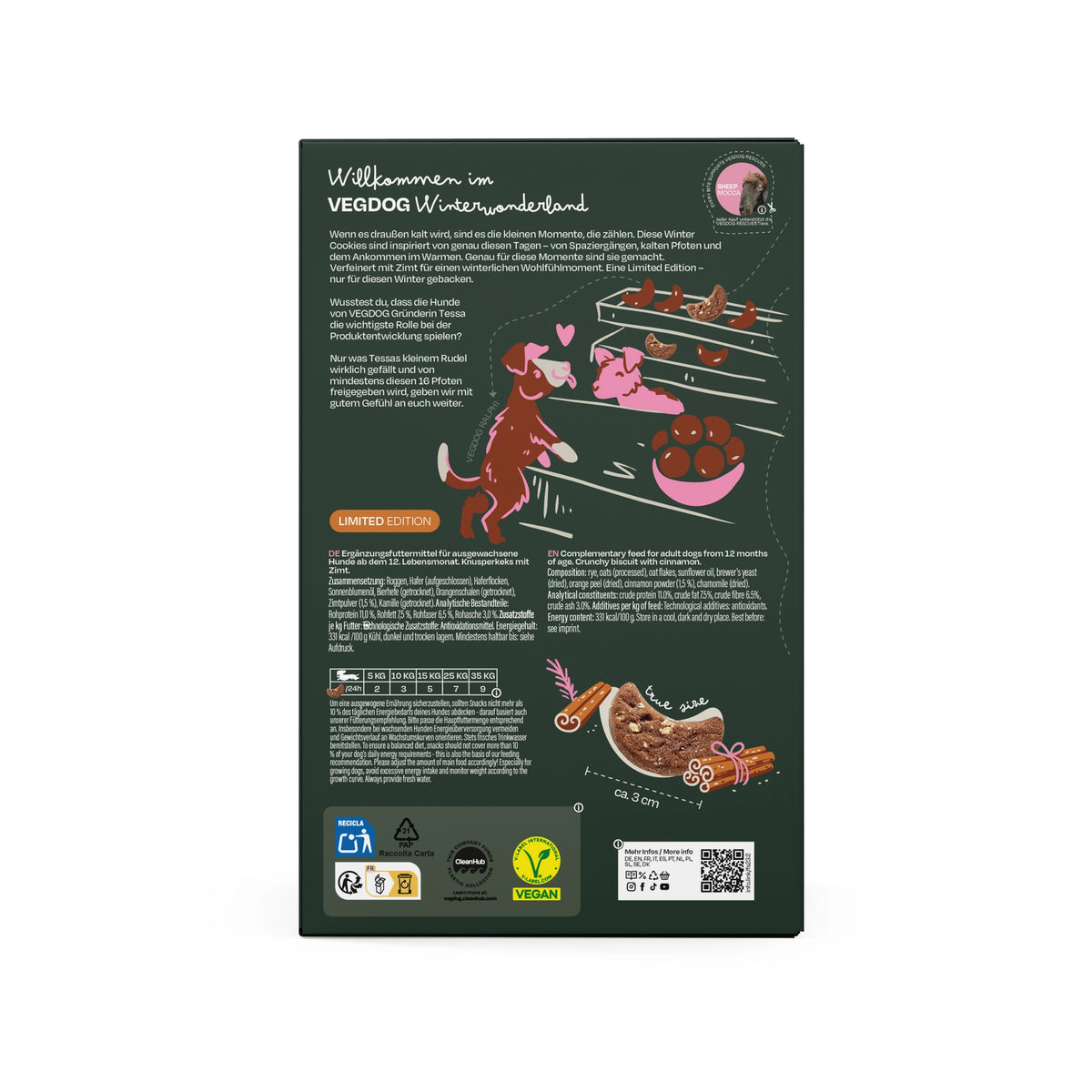 Winter Cookies - Vegan Christmas Dog Treats with Cinnamon - Limited Edition - 400g
