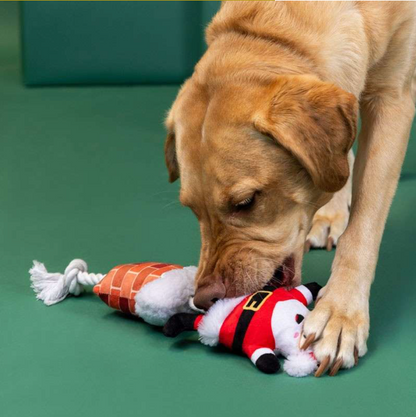 Fringe Studio Christmas Soots Me - Santa Chimney Tug Dog Toy