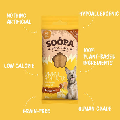 Natural Vegan Dog Dental Sticks - Banana &amp; Peanut Butter - Share Happy Outfits