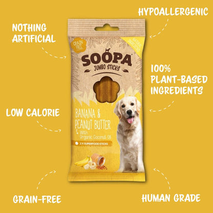 Natural Vegan Jumbo Dog Dental Treat - Banana &amp; Peanut Butter Stick (170g) - Share Happy Outfits