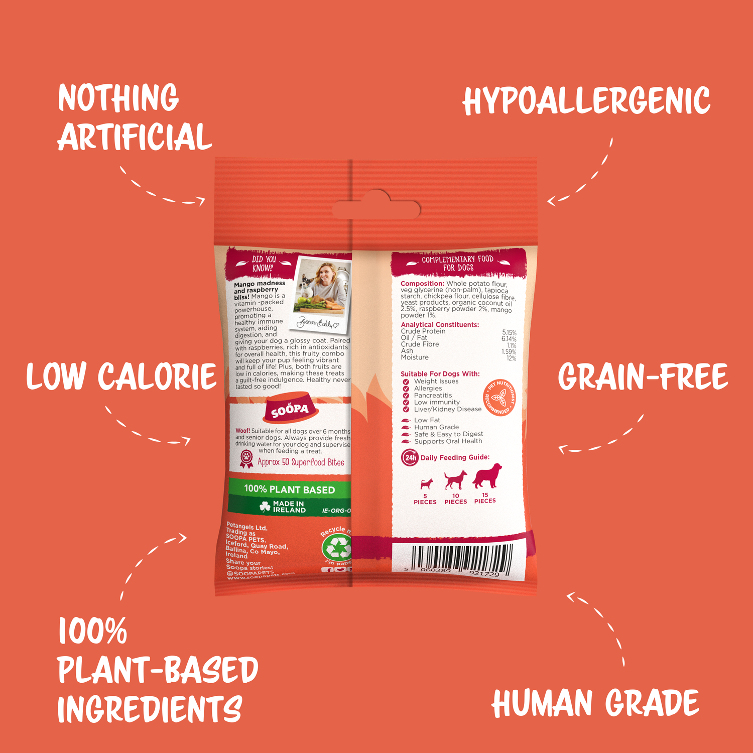 Natural Vegan Dog Healthy Bites - Mango &amp; Raspberry - Share Happy Outfits