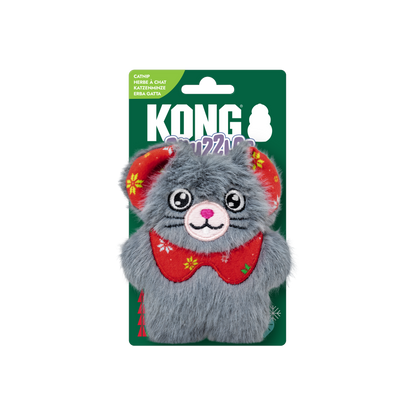 KONG Holiday Cat Snuzzles Mouse Grey - Christmas Catnip Plush Cat Toy - Share Happy Outfits