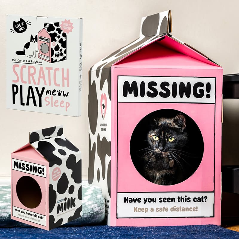 Kattenhuisje Melkpak – Duurzaam Kartonnen Katten Den