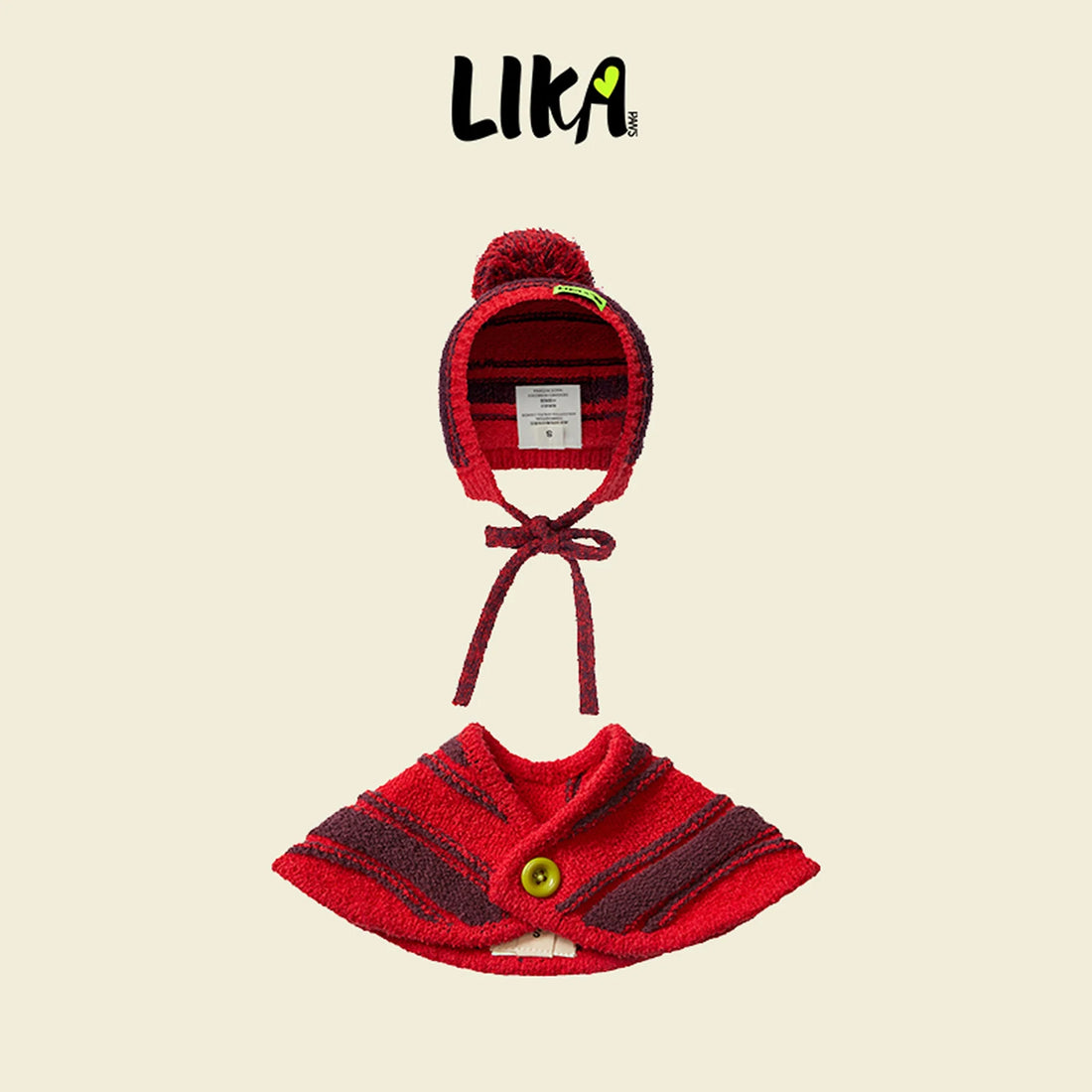 Christmas Pet Hat &amp; Cloak Set – Soft Knitted Festive Outfit