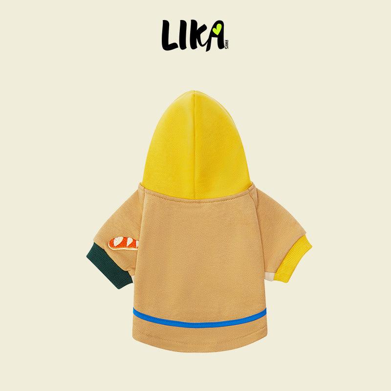 Colorblock Pure Cotton Dog Hoodie – Beige