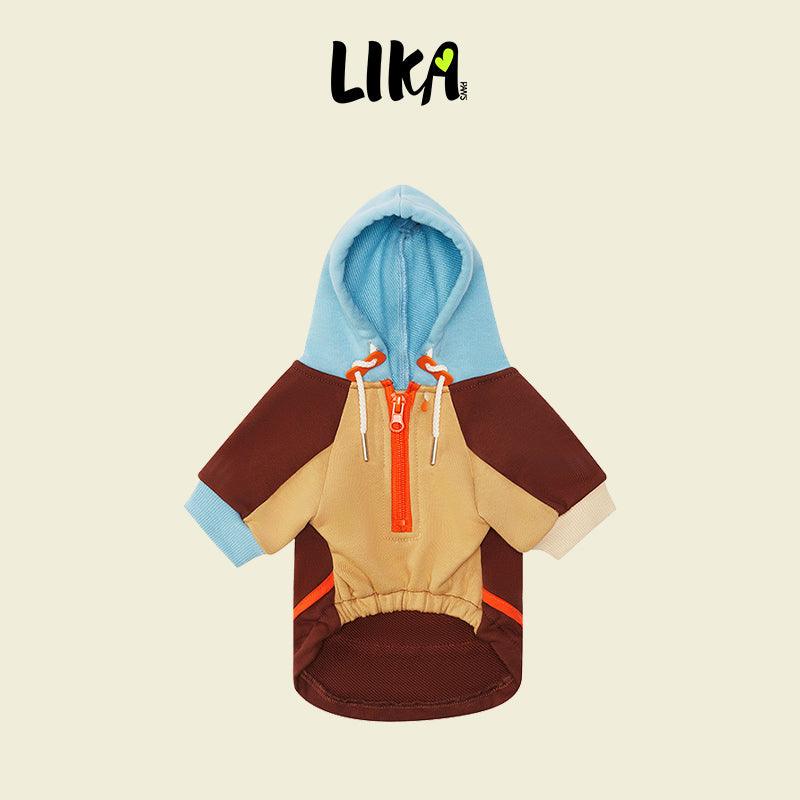 Colorblock Pure Cotton Dog Hoodie – Brown