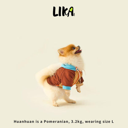 Colorblock Pure Cotton Dog Hoodie – Brown