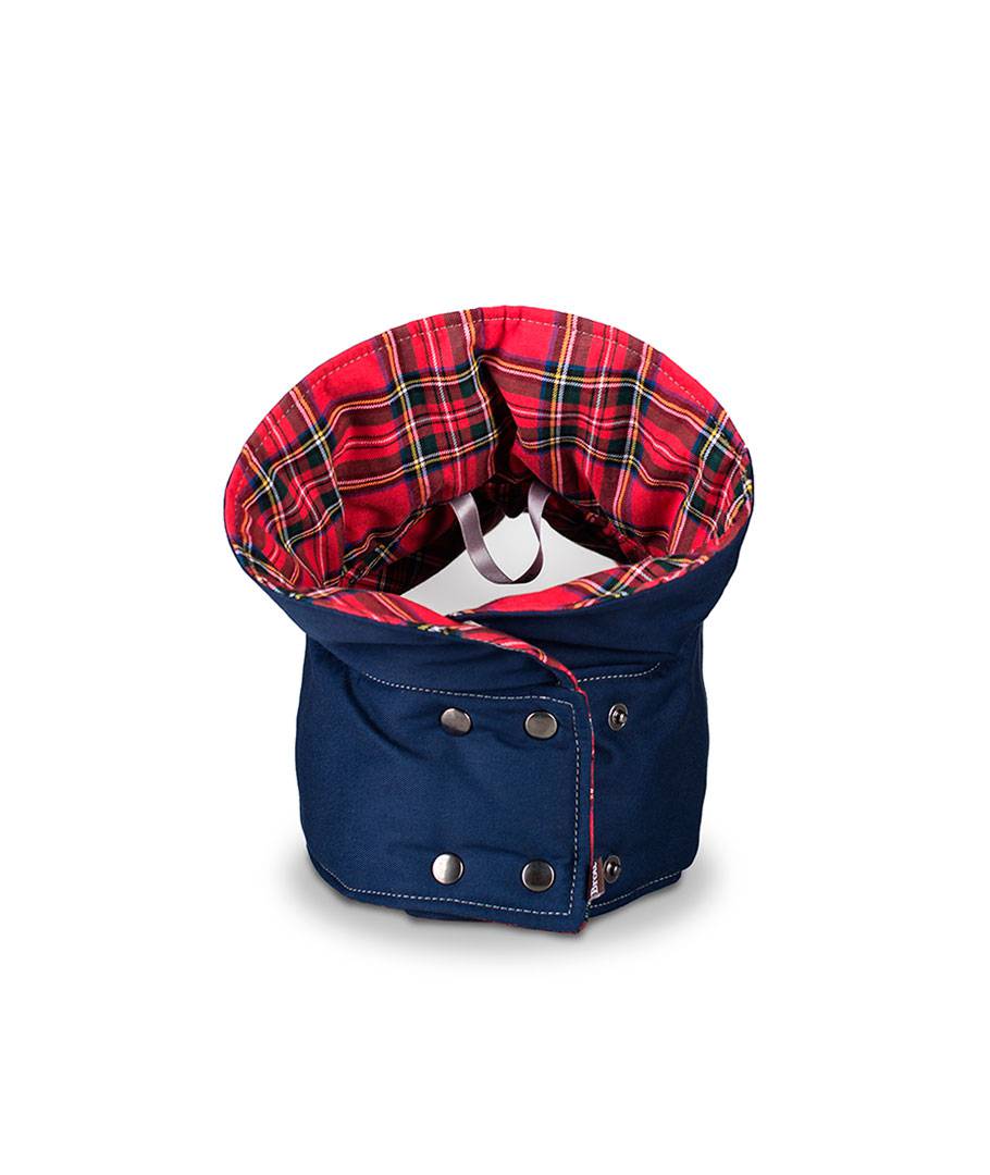 Navy Dog Coat – Water-Repellent Gabardine with Tartan Tremp Lining