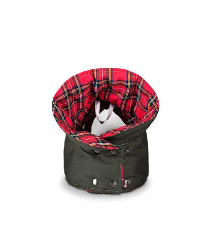 Green Dog Coat – Water-Repellent Gabardine with Tartan Tremp Lining