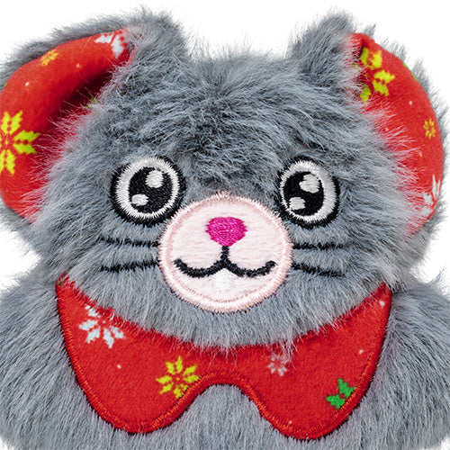 KONG Holiday Cat Snuzzles Mouse Grey - Christmas Catnip Plush Cat Toy - Share Happy Outfits