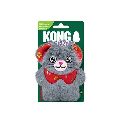 KONG Holiday Cat Snuzzles Mouse Grey - Christmas Catnip Plush Cat Toy - Share Happy Outfits