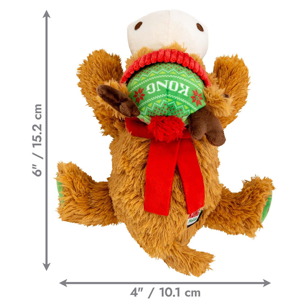 KONG Holiday Cozie Reindeer - Christmas Plush Squeaky Dog Toy - Share Happy Outfits