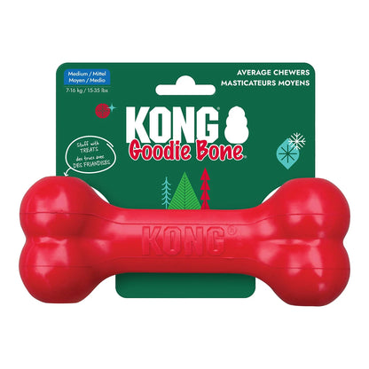 KONG Holiday Goodie Bone - Medium Natural Rubber Treat-Dispensing Dog Toy - Share Happy Outfits