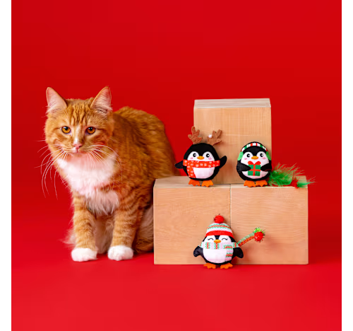 Waddle I Do Without You? - 3-Piece Christmas Penguin Cat Toy Set
