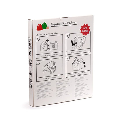 Kerst Gingerbread Lane Kattenhuis – Kartonnen Kattenhuis met Krabmat