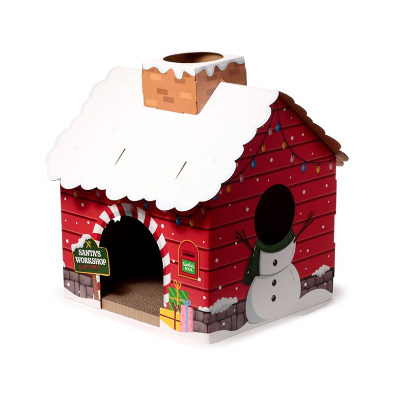 Kattenhuisje Kerstmis Santa’s Grot – 100% Kartonnen Katten Den