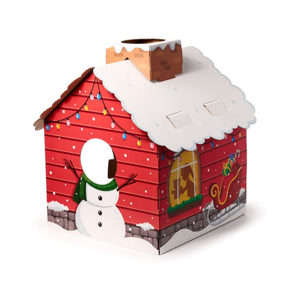 Kattenhuisje Kerstmis Santa’s Grot – 100% Kartonnen Katten Den