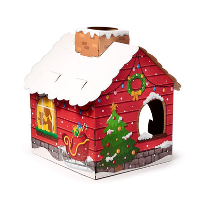 Kattenhuisje Kerstmis Santa’s Grot – 100% Kartonnen Katten Den