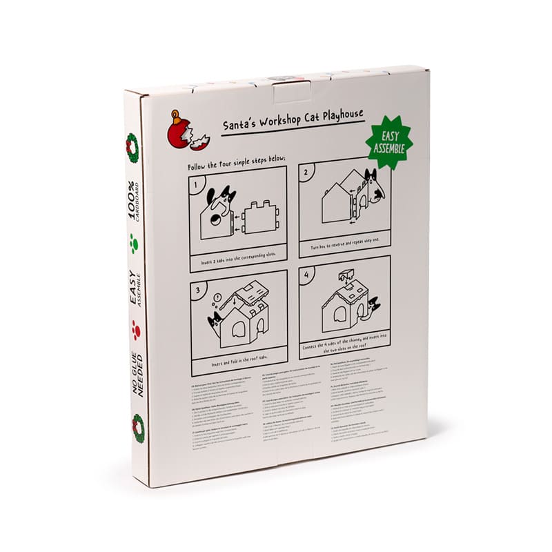 Kattenhuisje Kerstmis Santa’s Grot – 100% Kartonnen Katten Den